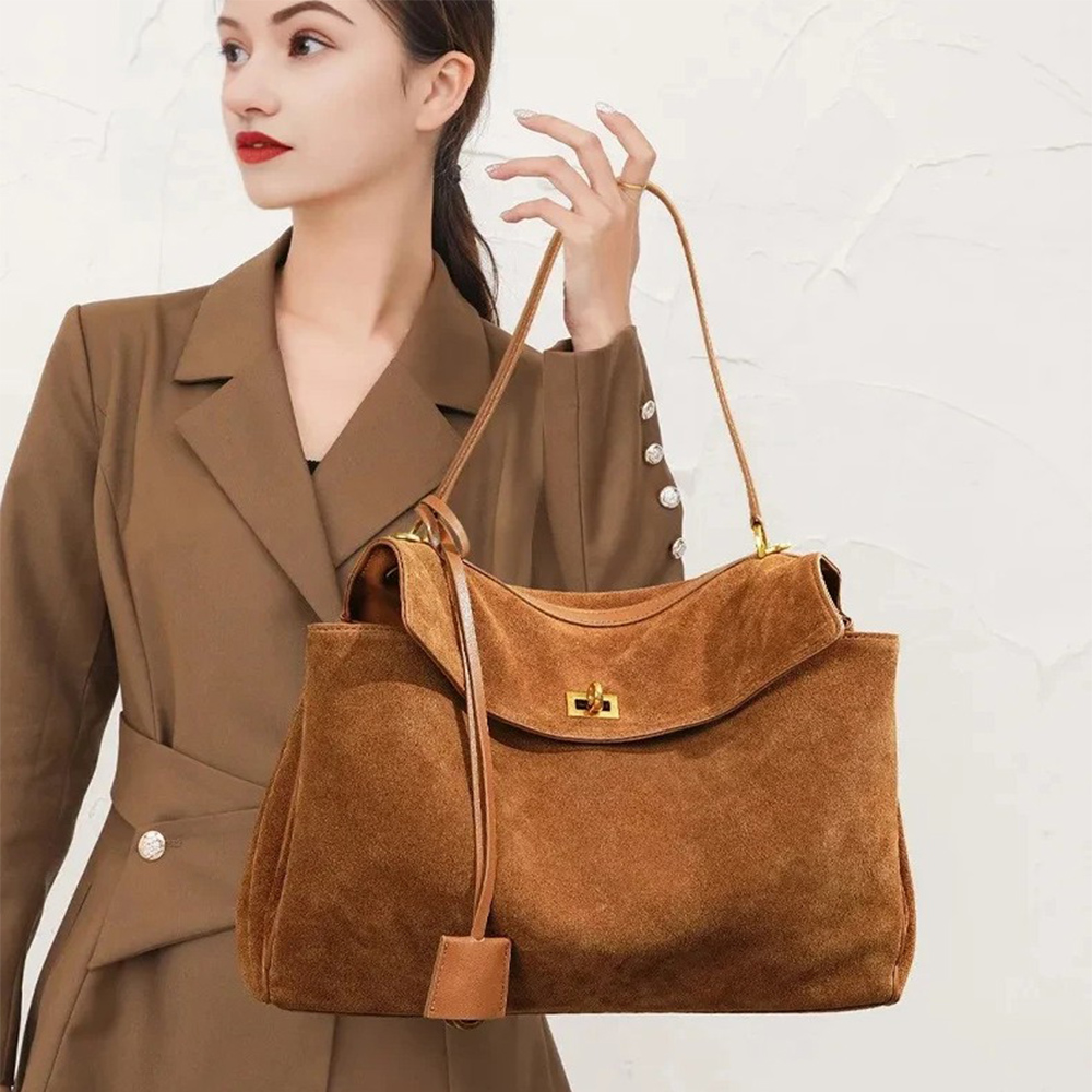 Luxury Bags Tote - Herbst-Winter Damen Wildleder Echtleder Tasche Schulterhandtasche