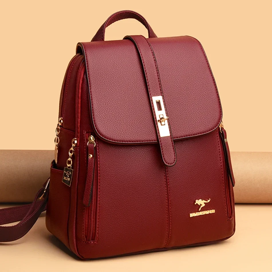 Luxury Bags Leather - Damen-Rucksack aus Leder mit großer Kapazität,
